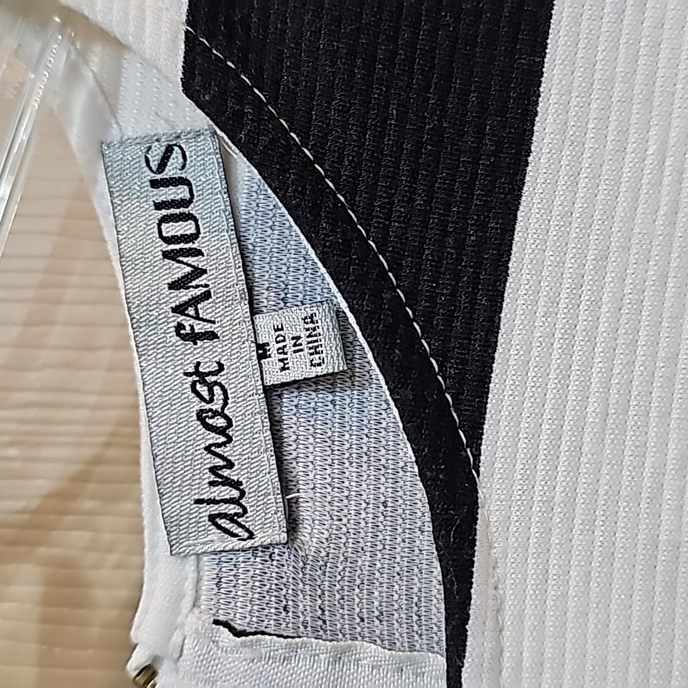 Almost Famous Black White Striped Midi Dress with Pink Band - Picture 4 of 7